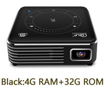 스마트 미니 빔 프로젝터 DLP 가정 캠핑 학원 업소용 휴대용 야외용 용 용 프로젝트 smartldea p11 포켓 4k 3d android9.0 2.4g 5g wifi 홈, 협력사, 블랙 4G 32G
