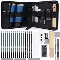 33 Piece Professional Art Kit Drawing Pencils with Sketch Kit Charcoal Pencils Graphite Pencils E, 1