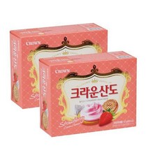 음식 크라운산도161gX2개 16입 딸기맛 탕비 크라운제과 간식 견과