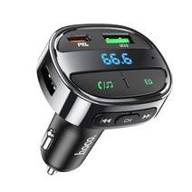 hoco. 2포트 PD30W+QC3.0 차량용 초고속 충전기 USB 차량용 블루투스 FM 송신기, magic night