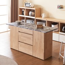 거목가구 오브리 1600 홈바 테이블 아일랜드 식탁 조리대 주방수납장, 우드마블