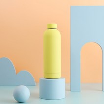 레코드롭 대용량 휴대용 뚜껑 보온 냉 커피 워터 보틀 텀블러, 500ml, 마카롱 자몽