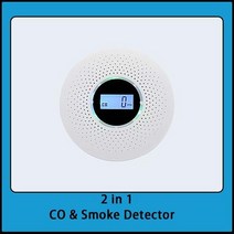 2 in 1 무선 일산화탄소 감지기 연기 CO Warner Fire Secur 알람 85dB 음성 Promp 디지털 LCD 디스플레이 내장, CO Smoke detector