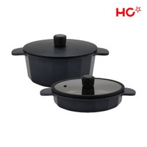 [해피콜] HC 플랑 IH 인덕션 주물냄비 2종세트(전골24cm+양수24cm), 상세 설명 참조