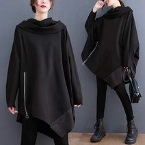 Beyond Nice 블랙간지 하이넥 언발 가오리 티셔츠