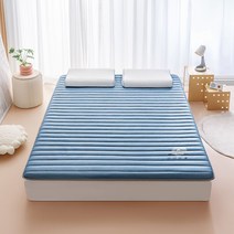 접이식 침대 토퍼 매트리스 여름 쿨 퀵슬립 원룸 바닥, 150x200cm【쾌적한 항균 원단 라텍스 충전】, 블루 직선