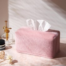 럭셔리 퍼 티슈커버 케이스, 핑크