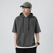 JUSTFEELING 남성 여성 남자 여자 후드 반팔 티셔츠 캐주얼 여름티 빅사이즈