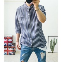 130사이즈 스트라이프 링클프리 7부남방 차이나셔츠