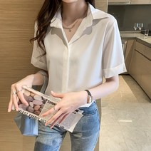 NEW 여성 여름 반팔 블라우스 패션 링클프리 슬림-빅 사이즈 여성 의류
