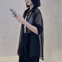 MOSAIRATION 여름 여성 시폰 롱 셔츠 루즈핏 데일리 가디건 긴팔 빅사이즈 SFW0613017