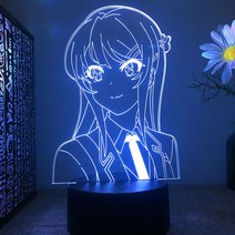 미피조명 토끼램프 스탠드조명 무드등 수유등 Alilo-버니 걸 센파이 마이 사쿠라지마 3d Led 램프 침실 만, 04 05_02 Black base 16colours