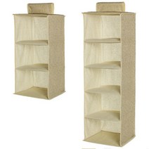 헬로요니 행거 수납 걸이 정리대 3단5단세트 행잉 두꺼운 옷장 거치 옷걸이 소품 티셔츠 모자 보관, 3단+5단 베이지색(2개세트)