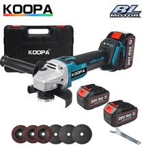 KOOPA TOOL 브러시리스 전기 앵글 그라인더 125mm 무선 충격 그라인더 기계 폴리셔 충전식, 판지 상자, 1x 배터리