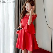 [Kingfishe]오프숄더 레이스 원피스 미니 원피스 여성 Qdian25410YZ02