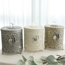 엔틱 미니 휴지통 화장대 인테리어 소품 정리 수납 보관함, 03_엔틱원형_소_신주, 1개