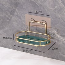 부착식 골드트레이 벽선반 욕실용품정리 스테이샵 칫솔 컵정리선반 세면대보관함 규조토마블패드 2층, [스테인리스] 타원 스몰+멜란지그린 슬레이트
