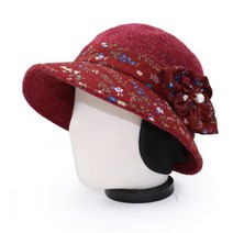 베이직엠 중년 여성 겨울모자 벙거지 귀마개 쭈리헤드 진주꽃