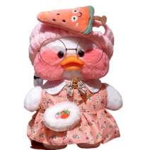 PKTOYS DIY 큐티 오리인형 크로스백 뽀글이 토이 캐릭터 빵빵덕 오리 인형 숄더백 크리스마스 명절 선물, 어깨 가방 수박 헤어 벨트 파우더 스커트, 노란 오리 어깨 가방