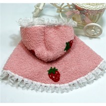 새 개 옷 레이스 케이프 애완 동물 Bichon Schnauzer 코튼 코트 딸기 디자이너, 01 Pink strawberry_03 L