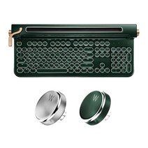 FINEDAY 키보드 3.0 알루미늄 키캡 블루 스위치 레트로 기계식 키보드 타자기 디자인 블루투스 5.0 및 USB 최대 4개의 장치 데스크탑 PC/노트북 맥/휴대폰용, 104 Aluminum keycap-DarkGreen
