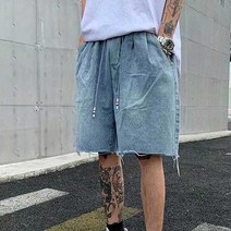 남자 여름 패션 데님 팬츠 통반바지 바캉스룩 패션 청 청반 의류 휴가철코디 통반 여름 20대 팬츠