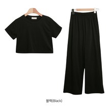 퍼니걸스 6678 반팔 크롭 티셔츠 일자 팬츠 트레이닝 세트