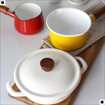 냄새배김NO 아카시아나무 인덕션 법랑 저그팬 냄비, 에지리 밀크팬 14cm 옐로우