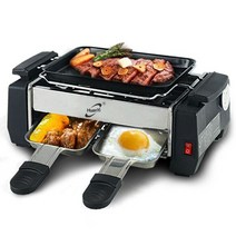 치즈 그릴 2~ 4 인용 무연 그릴 1000W 끈적이 없는 가족 바베큐 전기 라클레트 철판, 한개옵션0