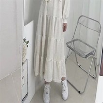 오노마 오노마 ONM F1796 2컬러 루즈핏 앞프린팅 캉캉 플레어 롱원피스 (9207234)