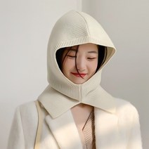 MDIV 쁘띠 니트 바라클라바 넥워머 후드워머, 아이보리
