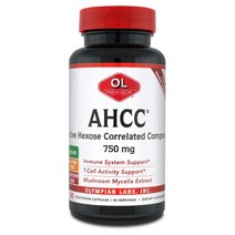 Olympian Labs 올림피안랩스 AHCC 효능 표고버섯균사체 750mg (60 캡슐), 60캡슐, 1팩