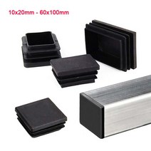 각파이프10pcs 검은 플라스틱 직사각형 블랭킹 엔드 캡 튜브 파이프 삽입 플러그 마개 의자 테이블 피트 캡, 18 40x60mm