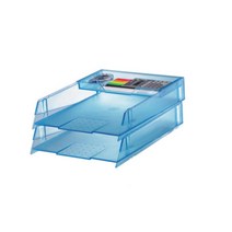 책상 문제집 노트 문구 보관 수납 트레이 A4용지정리 이면지함 학원 책상정리 A4수납함 은행 서류정리 병원, BLUE