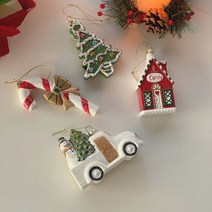 빈티지 토이 오너먼트 크리스마스 트리 인테리어 장식 소품 캔디샵 트럭 캔디, 눈사람 트럭