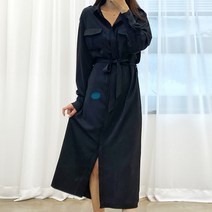 스토리원 여성 투포켓 자켓형 야상 롱 원피스 RKWM-OP173