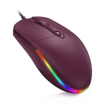 인체 공학적 디자인의 유선 마우스 손 피로 근육 피로 감소 KKUOD 무소음 USB 컴퓨터 마우스 1600 DPI 사무실 및 가정용 마우스(그레이 유선), Wired, Red