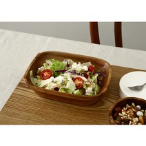 사각 우드샐러드볼 아카시아나무 중18cm 대21.5cm, 중 18cm x 13cm(7인치), 1개