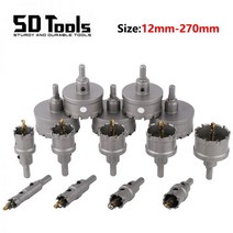 TCT 텅스텐 카바이드 팁 구멍 톱 드릴 비트 스테인레스 스틸 철판 금속 가공 커터 드릴링 도구 12-270mm, 270mm270mm
