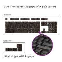 투명키보드 텐키리스 무접점 적축 트랙볼 저소음 갈축 키보드 104 투명 블랭크 클리어 키 캡 스위치 용 프로필 키 캡 기계식 게임용 백라이트 사용자 정의 키 캡, 옆글자
