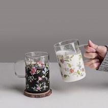 유리잔 유리컵 머그잔 빈티지 꽃문양 꽃유리잔 꽃무늬컵, 블로스 머그컵(라라 400ml 2p)