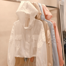 아노락바람막이 여성윈드브레이커 후드집업 스트링 봄바람막이 간절기 야상점퍼