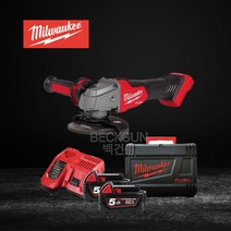밀워키 신제품 5인치 앵글그라인더 M18 FSAG125X-502X 풀세트 배터리2팩, 1개