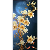 목련꽃 인테리어 3D 보석십자수 전체수 DIY/세트 220628914, 100*200cm, 원형비즈