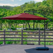 캠인노크 당일배송 폴딩 초대형 가든 원형파라솔 테라스 옥상 정원 감성카페 그늘막 (받침대별도구매), 와인