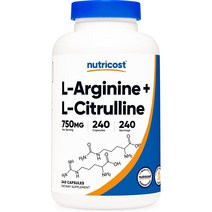 뉴트리 코스트 L-Arginine 엘 시트룰린 엘 아르기닌 240 정, 3병 ( 240정 )