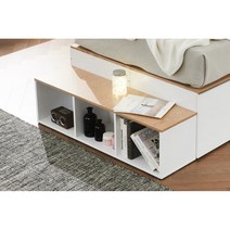 안방 침실 우드 패턴 선반형 침대 보조 계단 SS 킹 슈퍼싱글 퀸, 내추럴