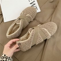 도오빠 레분코 여성 털 단화 밴딩 로퍼 기모 안감 플랫 슈즈 슬립온 실내화 따뜻한 겨울 여자털단화 발편한 신발