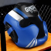 고급 PU 가죽 복싱 헬멧 성인 키즈 전문 경쟁 헬멧 헤드 기어 MMA 무에타이 태권도 헤드 기어 가드, M, 파란색