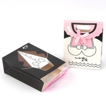 신랑신부 웨딩 일러스트 선물백 종이백 남자친구 쇼핑백 생일선물 기프트, 대-신부